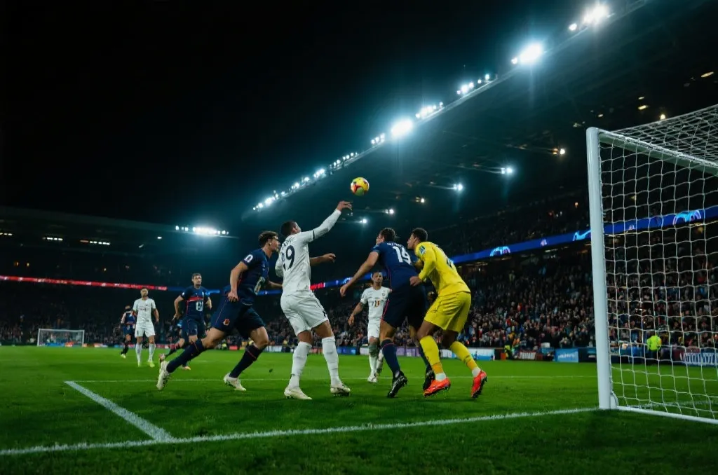 北美赛区球队在球场上争夺关键进球的瞬间